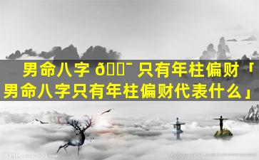 男命八字 🐯 只有年柱偏财「男命八字只有年柱偏财代表什么」